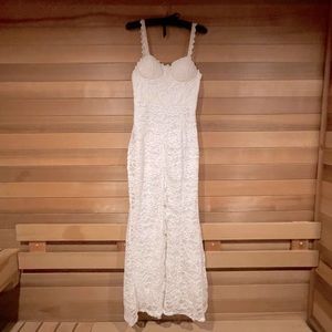 BEBE BUSTIER LACE GOWN